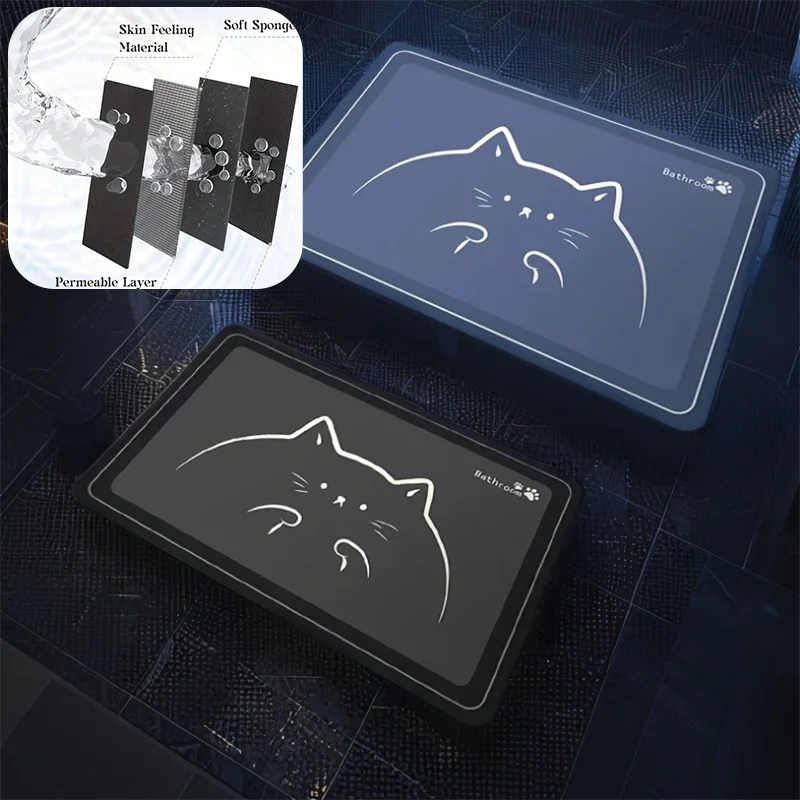 2pcs Bath Mat Rug Rubber Backing Non Slip Quick Dry Absorbent  Bathroom Rugs. Soft Pet Feeding Mat. Washable