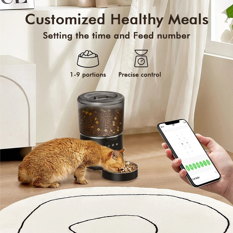 4L Automatic smart pet feeder for cats, dogs and multiple pets with stainless steel bowl