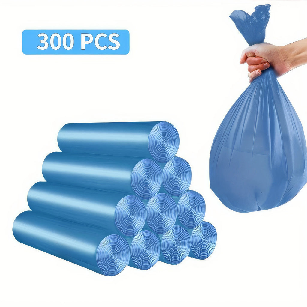 300 Blue Garbage Bags. Leak Proof and Odor Proof. Multi-purpose and Suitable for Kitchen, Bathroom, Bedroom, Living Room