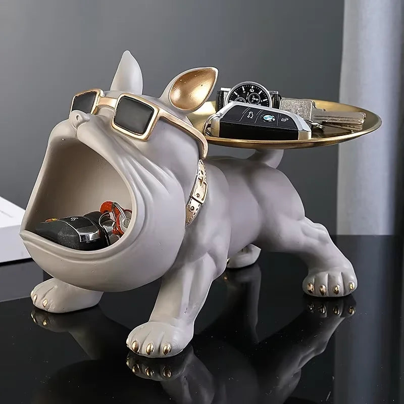 30cm Home Decor Bulldog Figurine. Dog Statue Storage Box