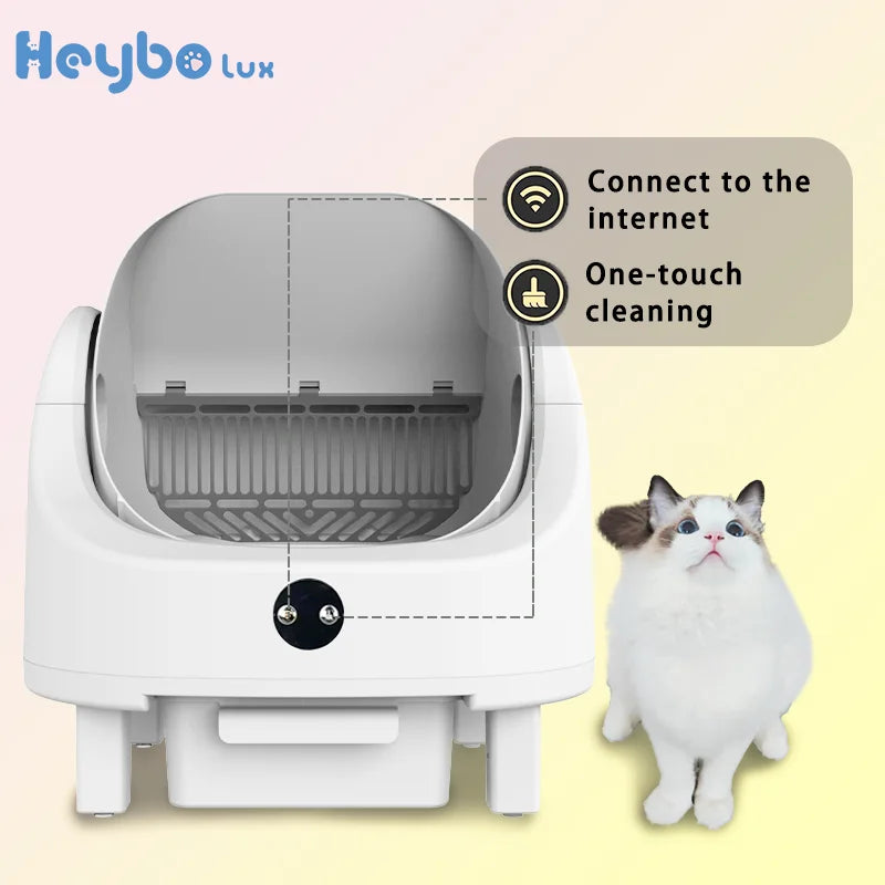 Large Capacity Self Cleaning Cat Litter Box with Safety App Control.