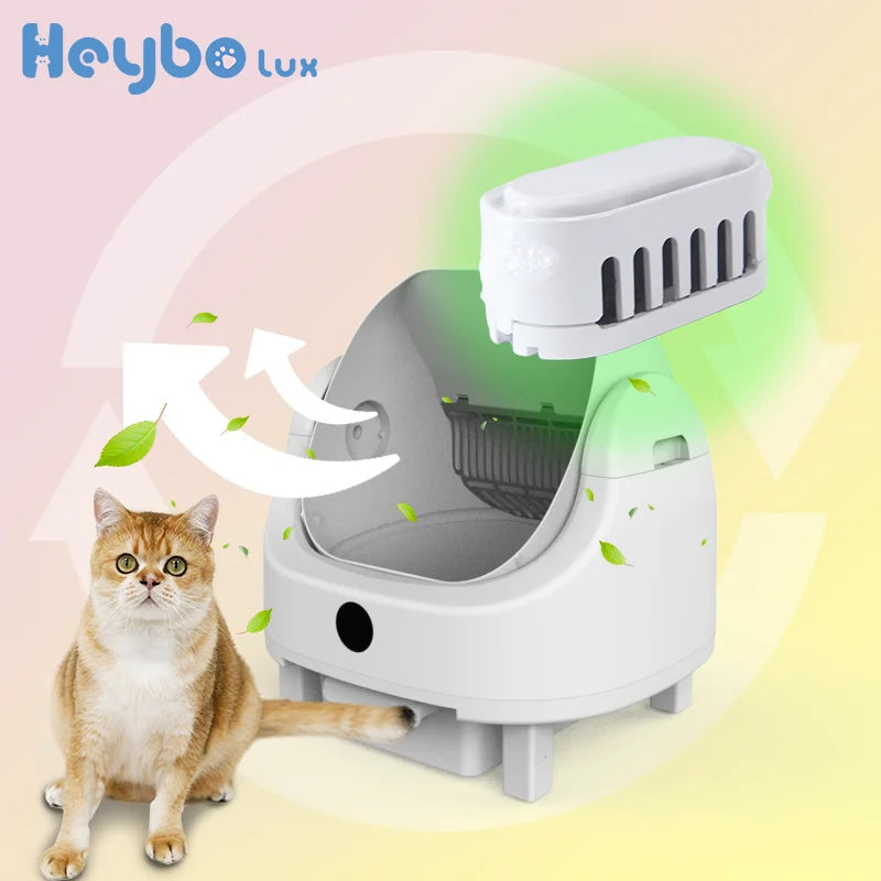 Large Capacity Self Cleaning Cat Litter Box with Safety App Control.