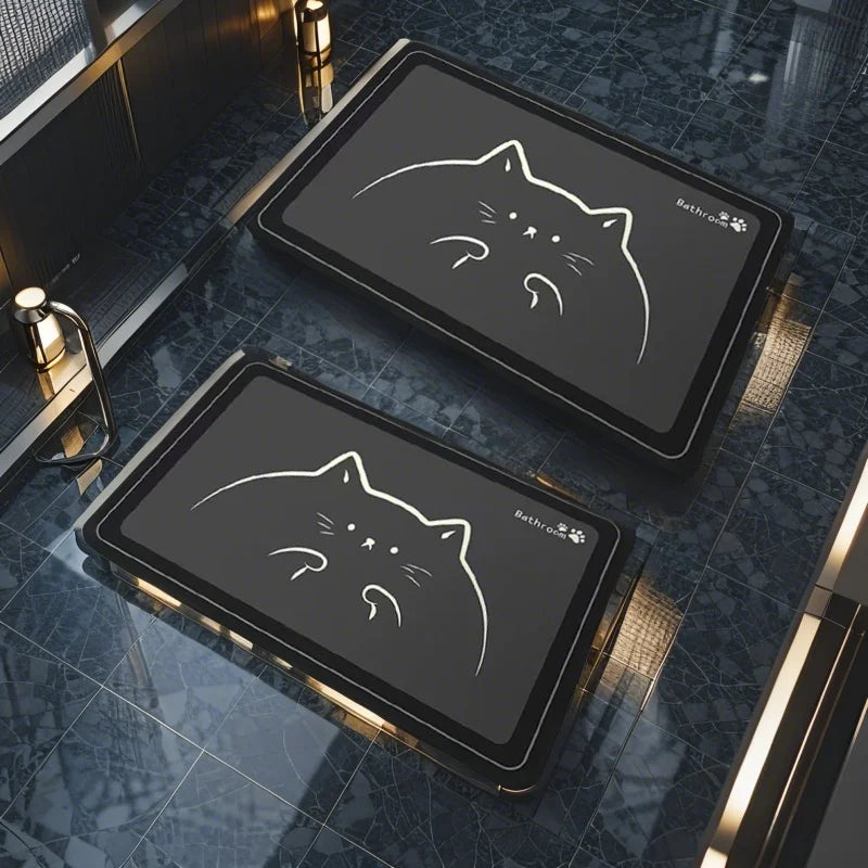 2pcs Bath Mat Rug Rubber Backing Non Slip Quick Dry Absorbent  Bathroom Rugs. Soft Pet Feeding Mat. Washable