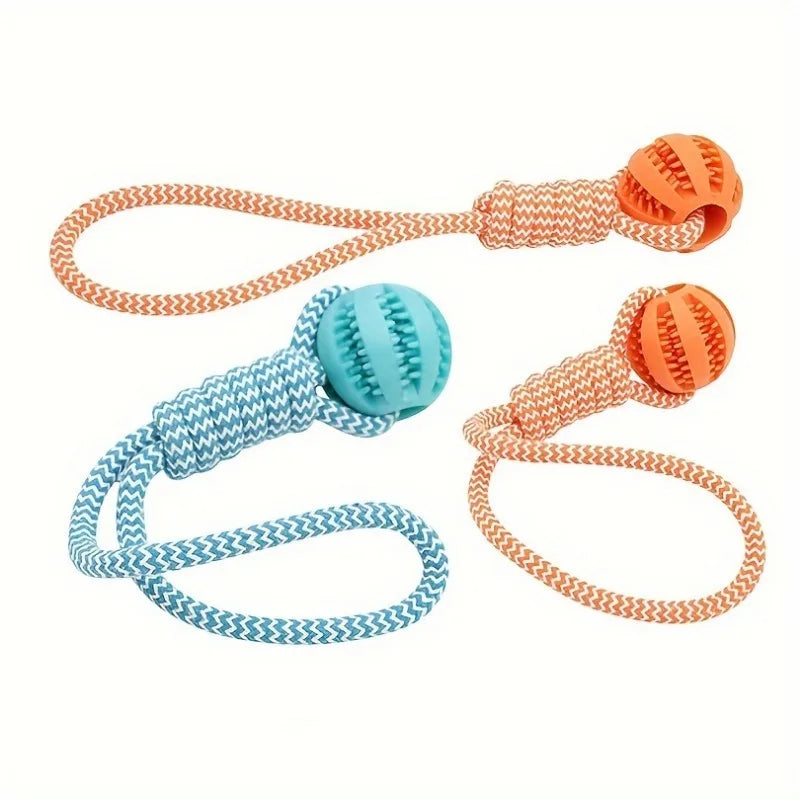Interactive Dog Toy. Tug Rope, Treat Dispenser Ball