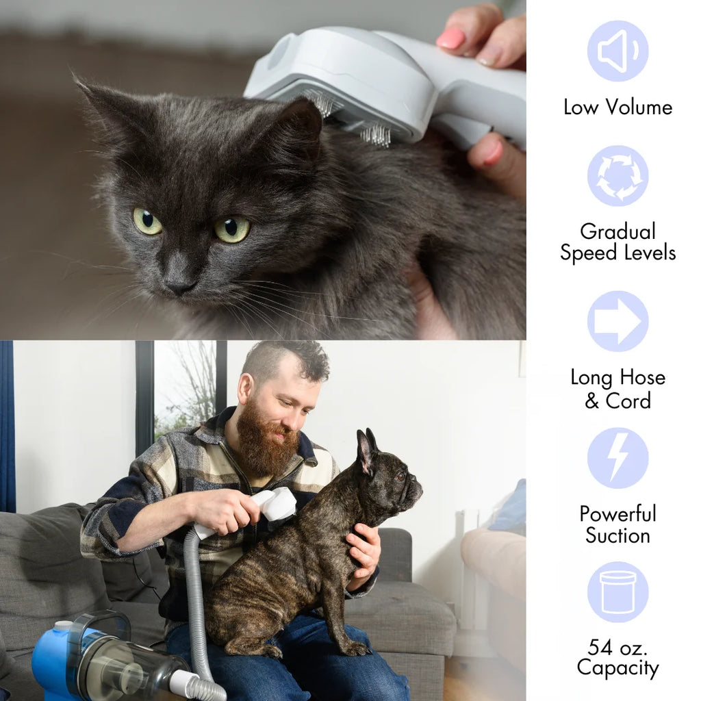 Grooming Kit for Dogs & Cats, with Vacuum, Removes up to 99% of Fur, Brushes, Clippers, for Shedding, Low noise