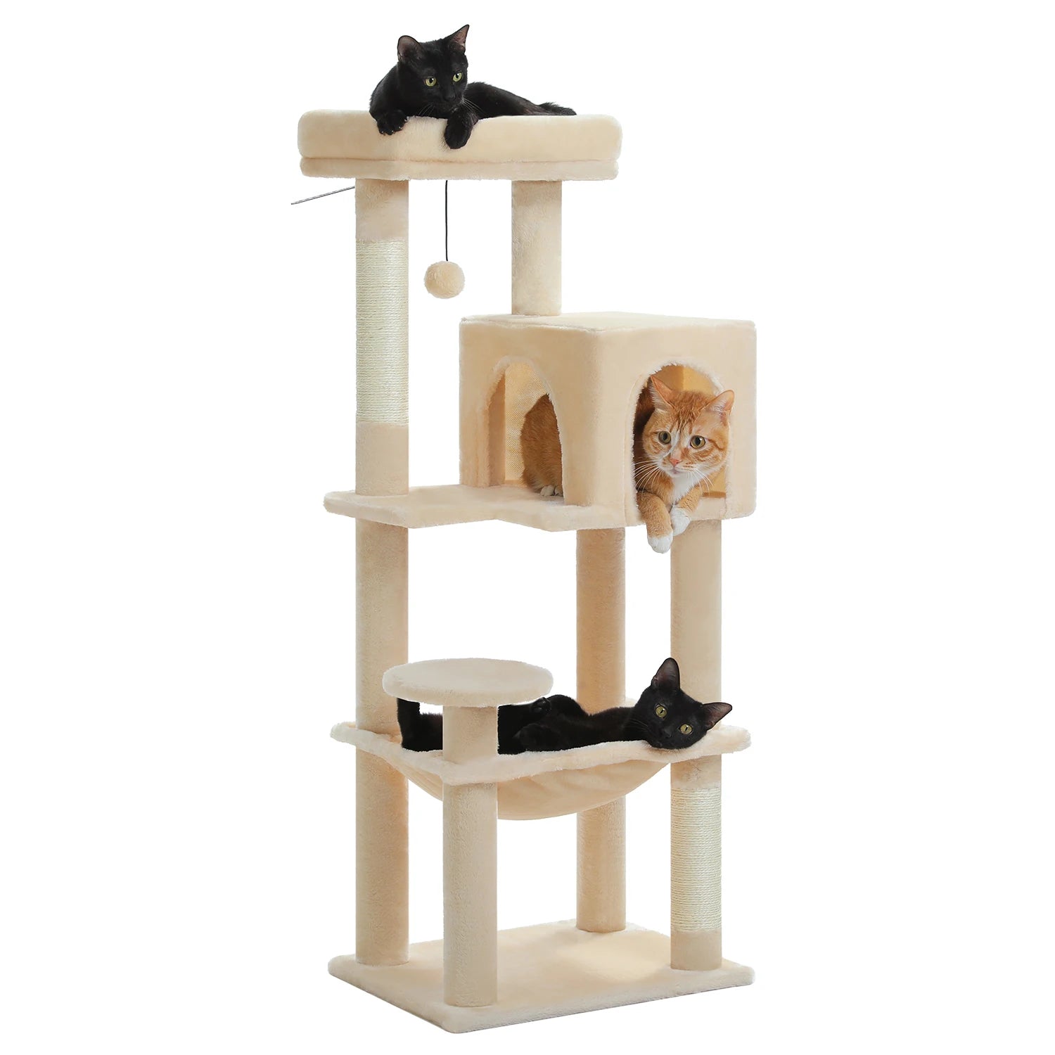 Multi-Level Cat Tree Tower with Scratching Posts, Condo, Hammock, Cat Scratching Board