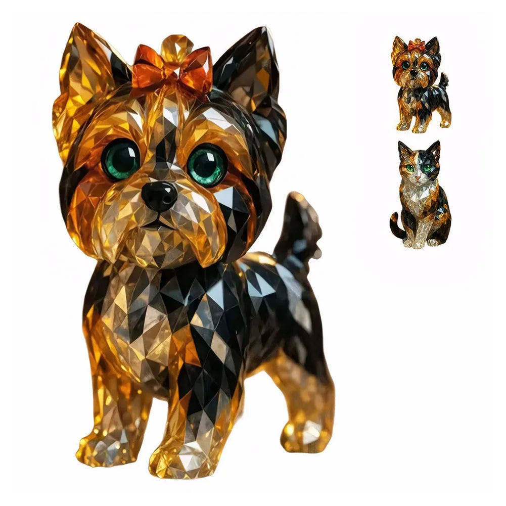 Fake Crystal Animal Sculptures Cat/Dog Figurines