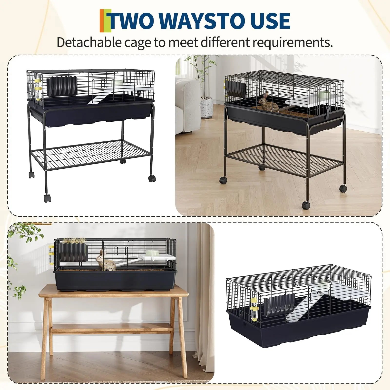 35.3"H Small Pet Cage Kit With Removable Storage Shelf