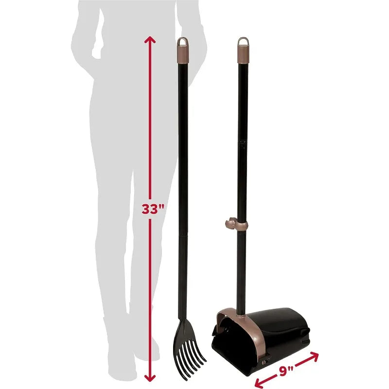 Pooper Scooper Swivel Bin & Rake. Dog Poop Scooper, Black (2 Scented Waste Bags Included)