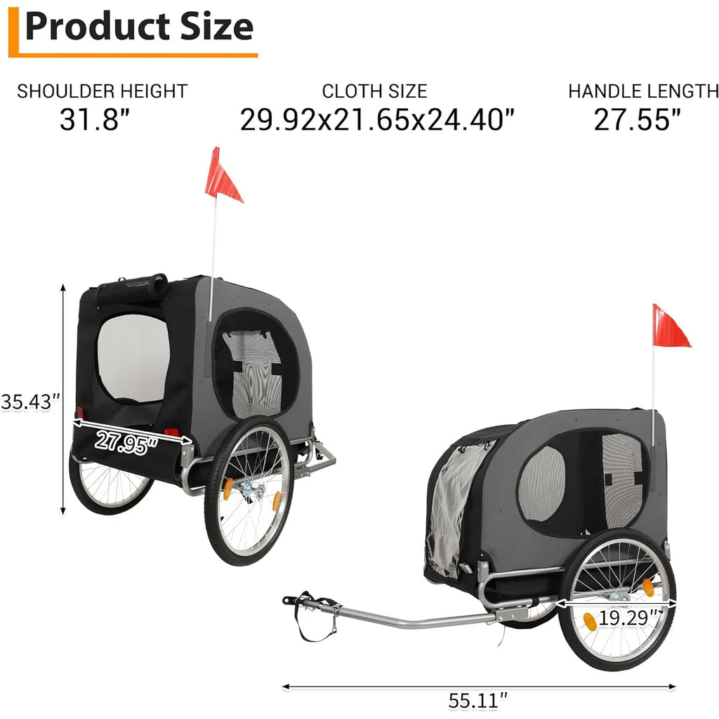 Folding Dog Bike Trailer with Universal Bicycle Coupler