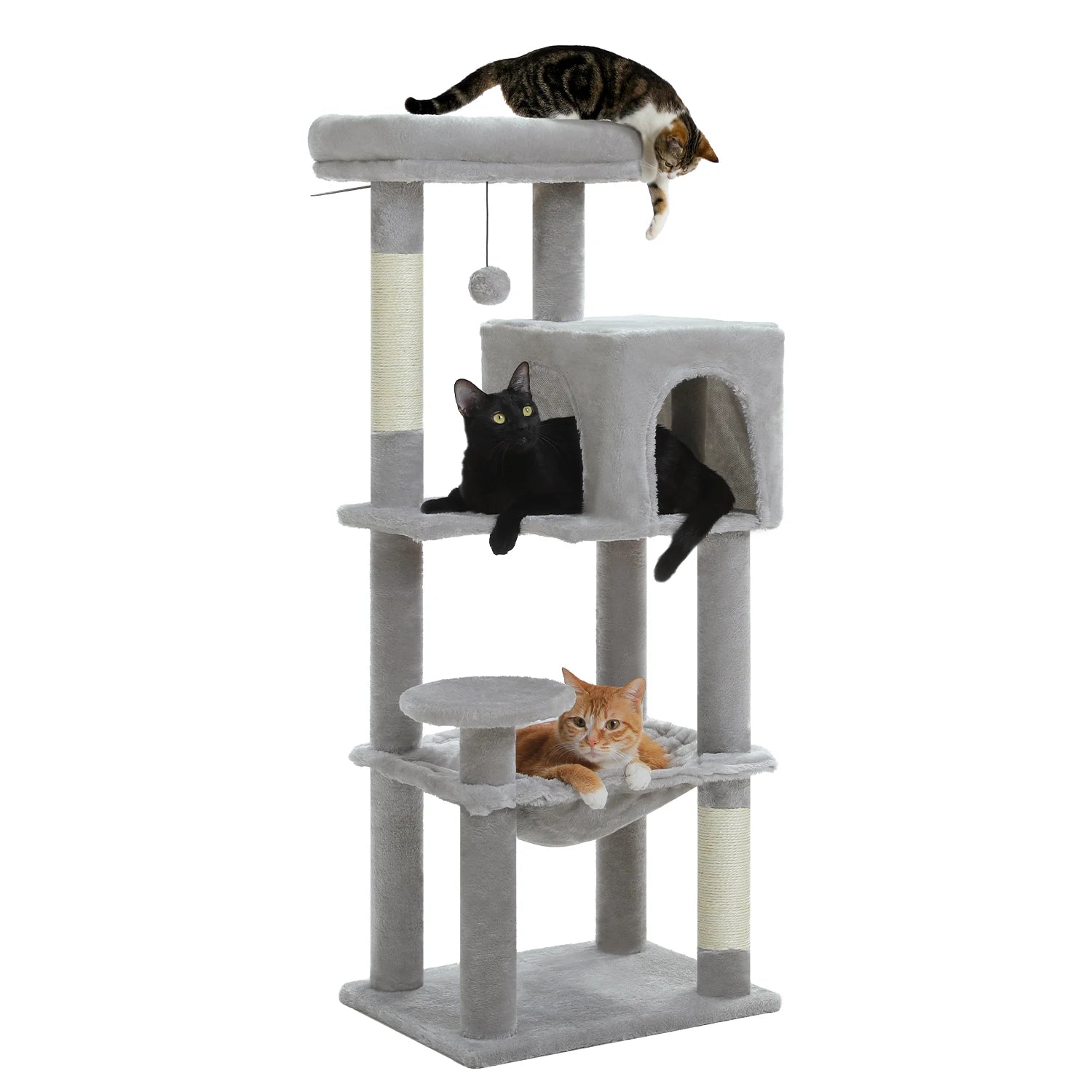 Multi-Level Cat Tree Tower with Scratching Posts, Condo, Hammock, Cat Scratching Board