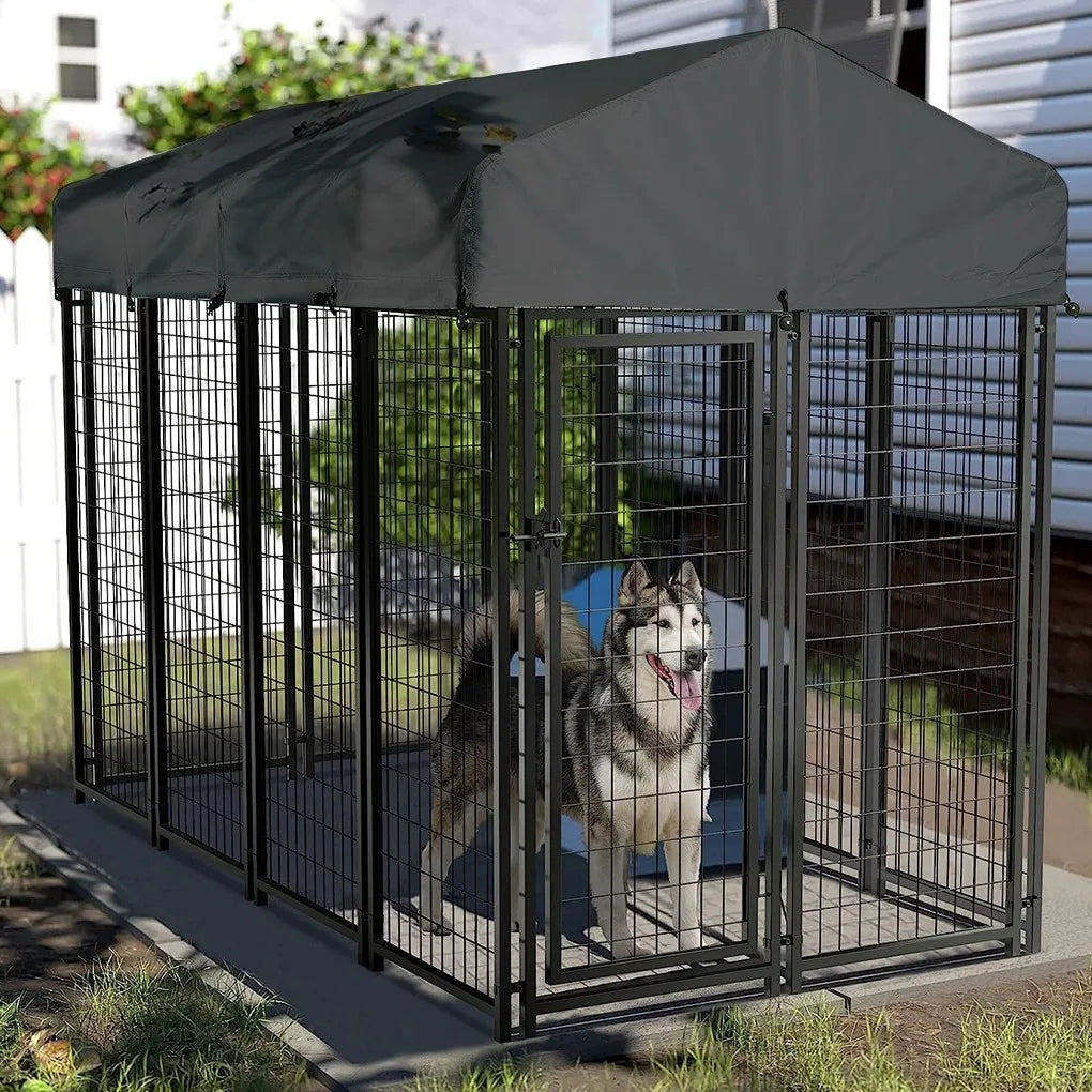 XXL Large Luxury Outdoor Dog Kennel with Roof & Cover