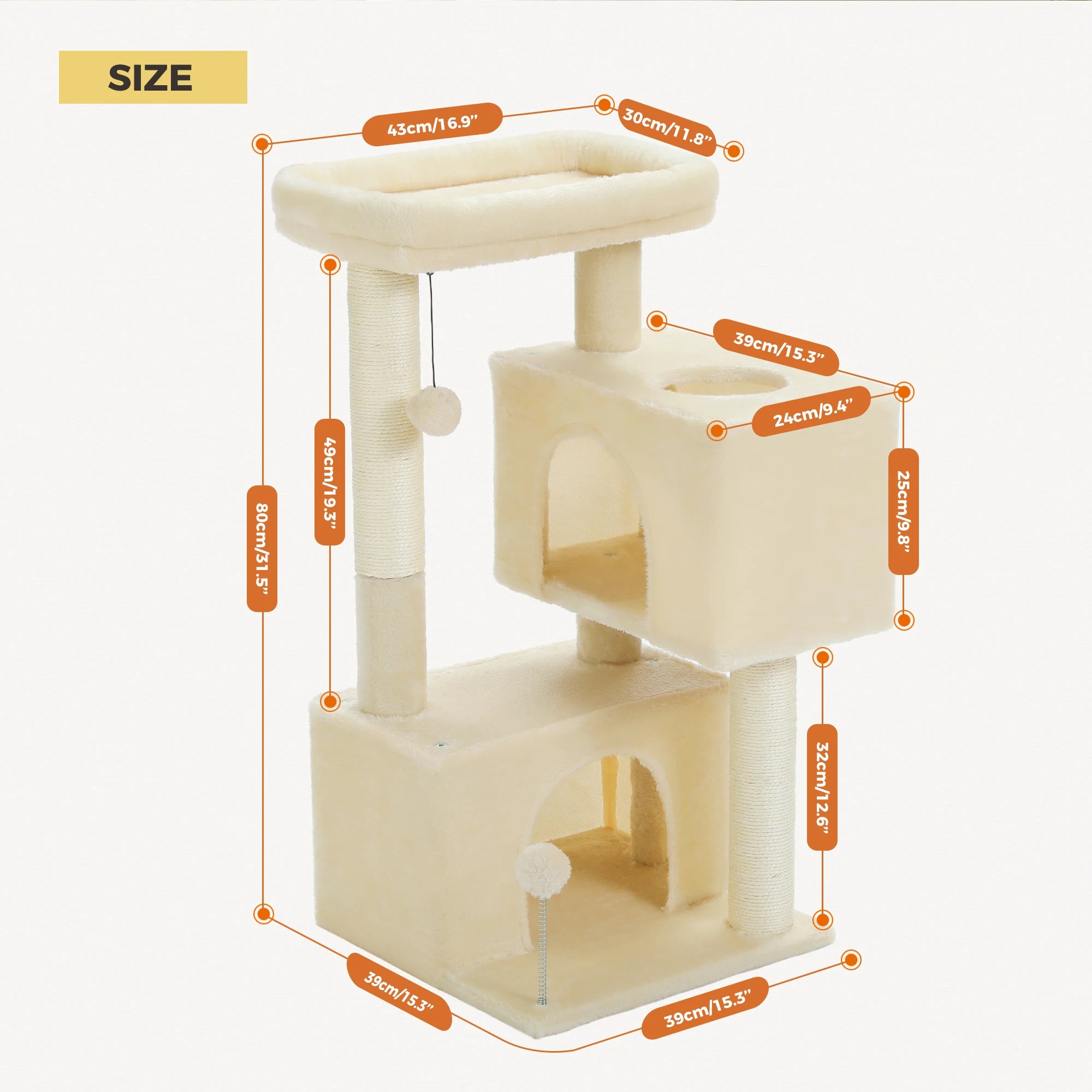 Multi-Level Cat Tree Tower with Sisal Scratching Posts and Soft Padded Perch