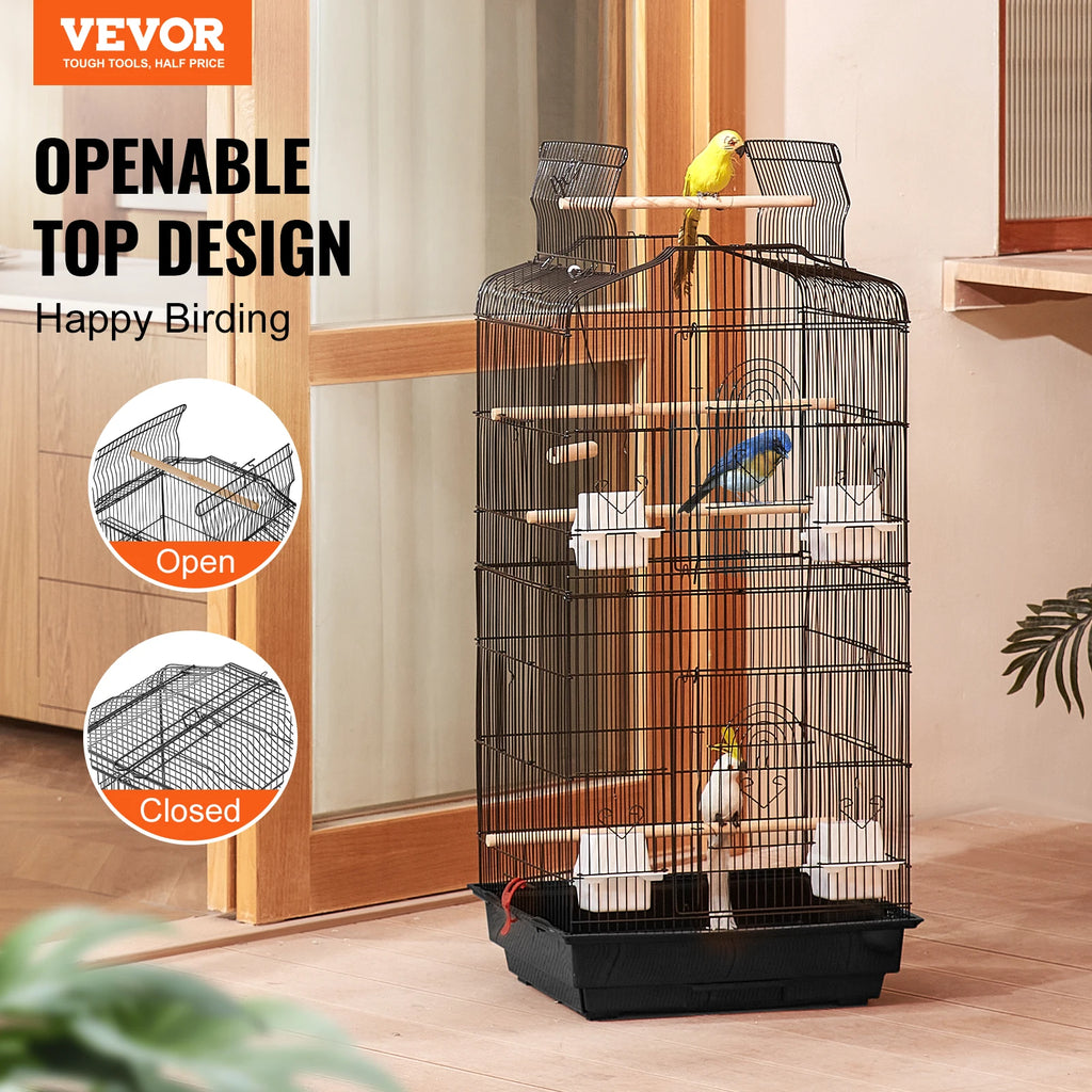 Open Top Large Bird Cage with Swing and Perch