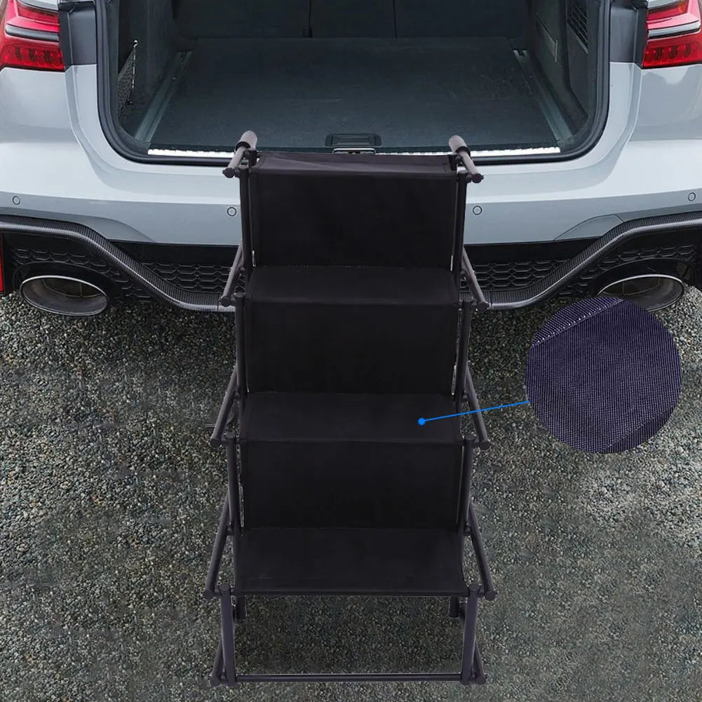Dog Stairs for Cars with Non-Slip Surface. 4-Step Folding Dog Stairs