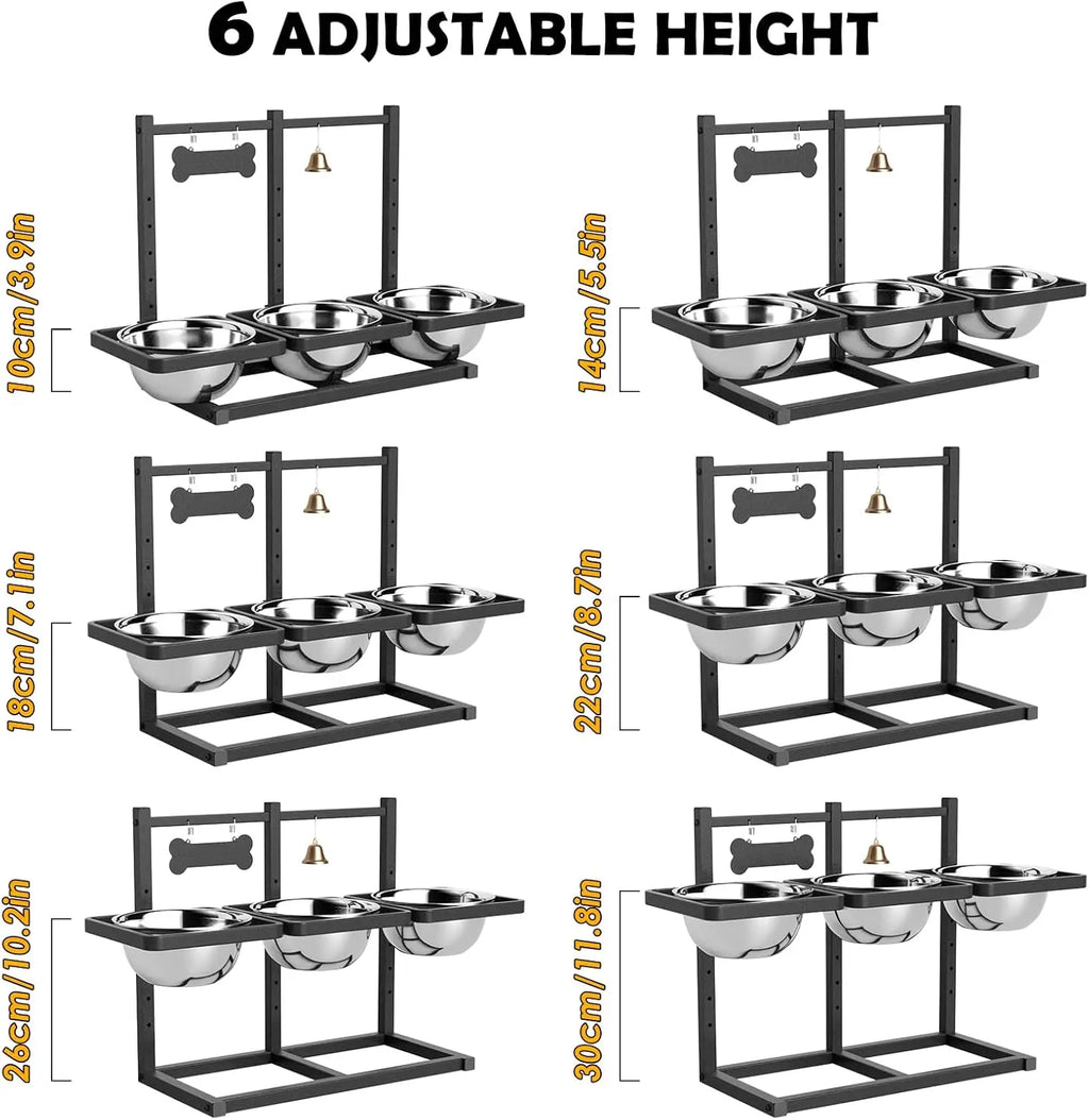 Adjustable Elevated Dog Bowl Stand with Mat for Medium/Large Dogs, 6 Heights