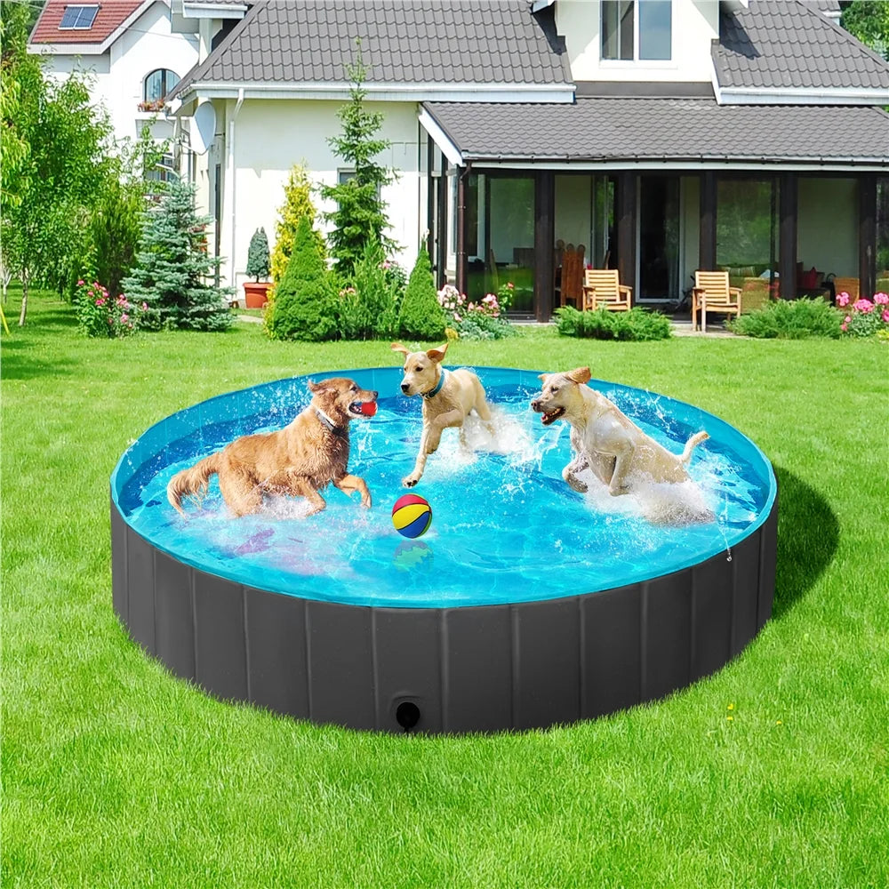 71" x 12" Foldable Dog Pool. Portable Dog Bath