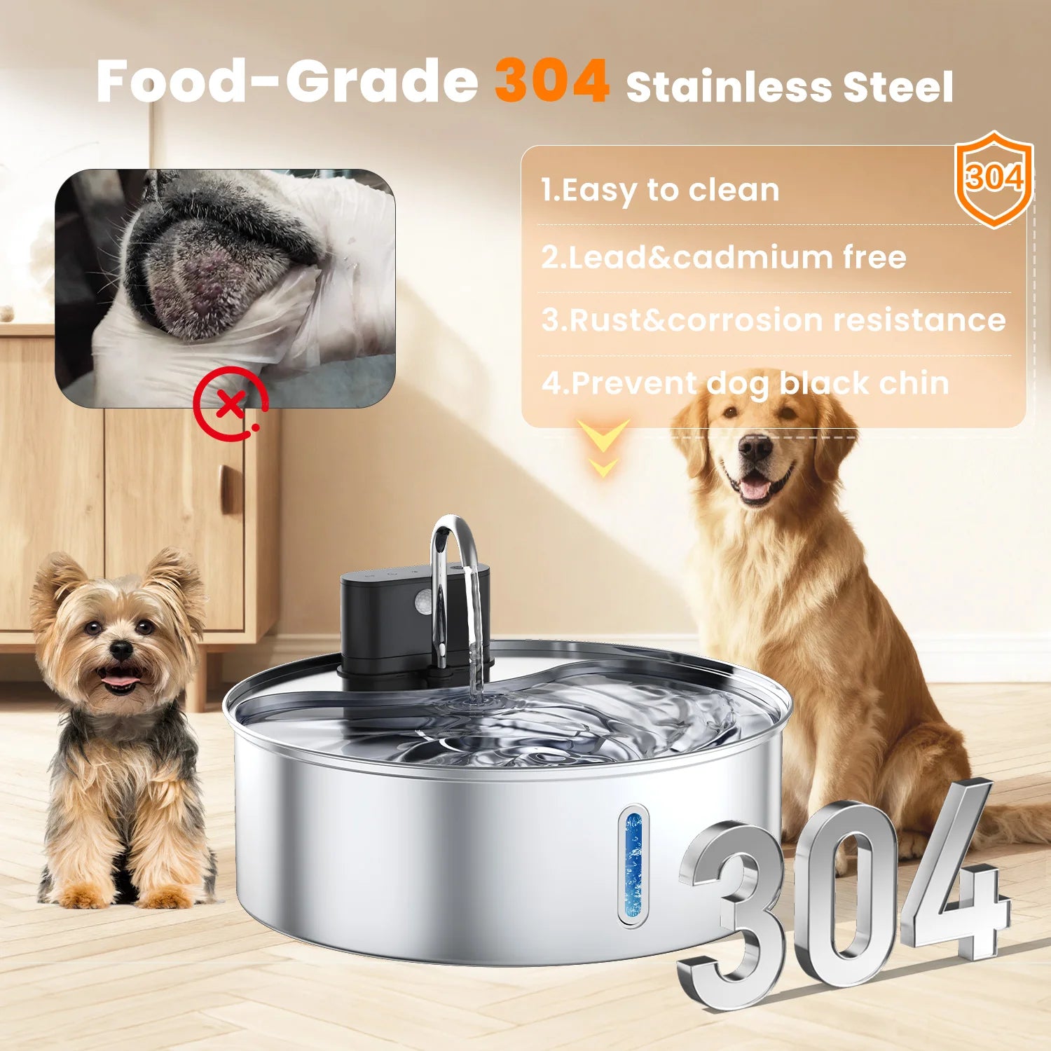 12L Stainless Steel Pet Water Fountain with Motion Sensor, Rechargeable, 3-Stage Filtration System for Cats & Dogs