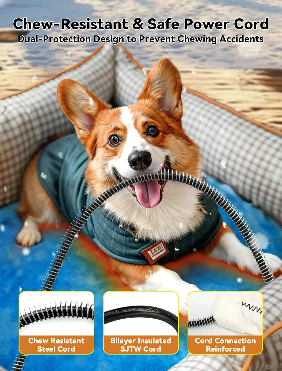Outdoor Pet Heating Pad for Dog & Cat. Multi-Size Waterproof Heated Cat Dog Bed for Outside