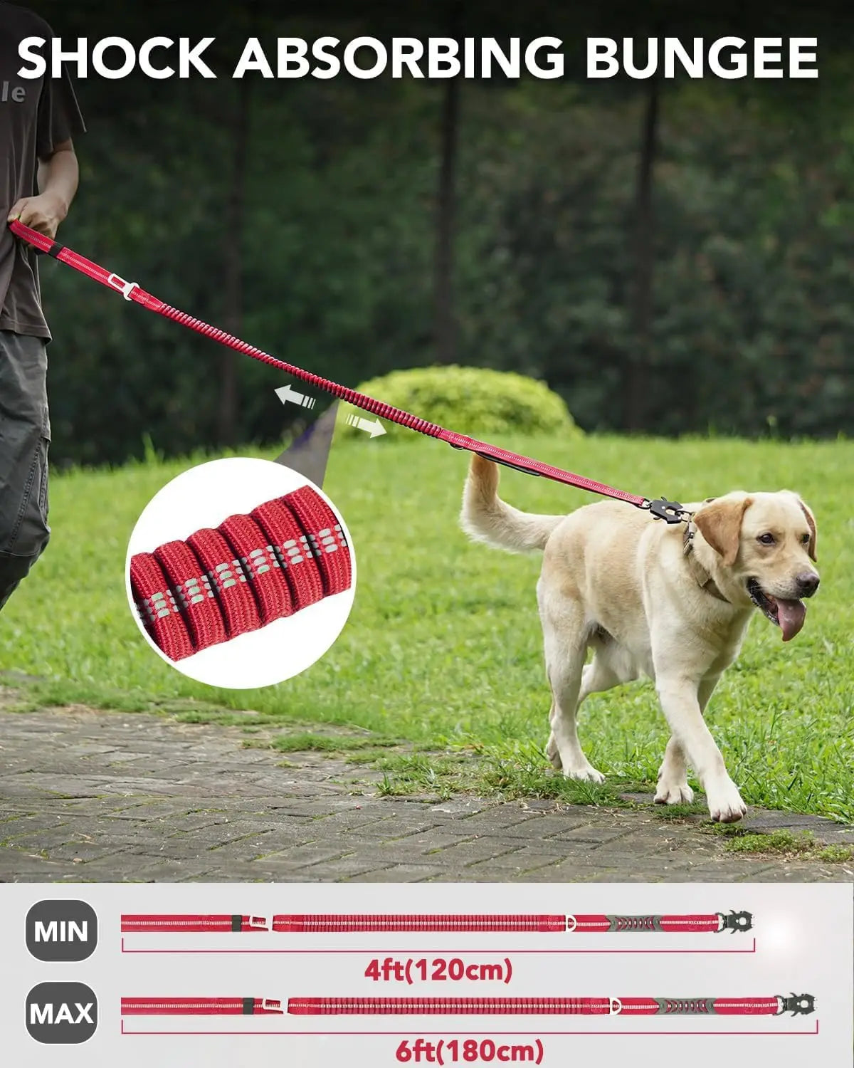 Reflective Shock Absorbing Pet Leashes with Car Seatbelt for Large Dogs