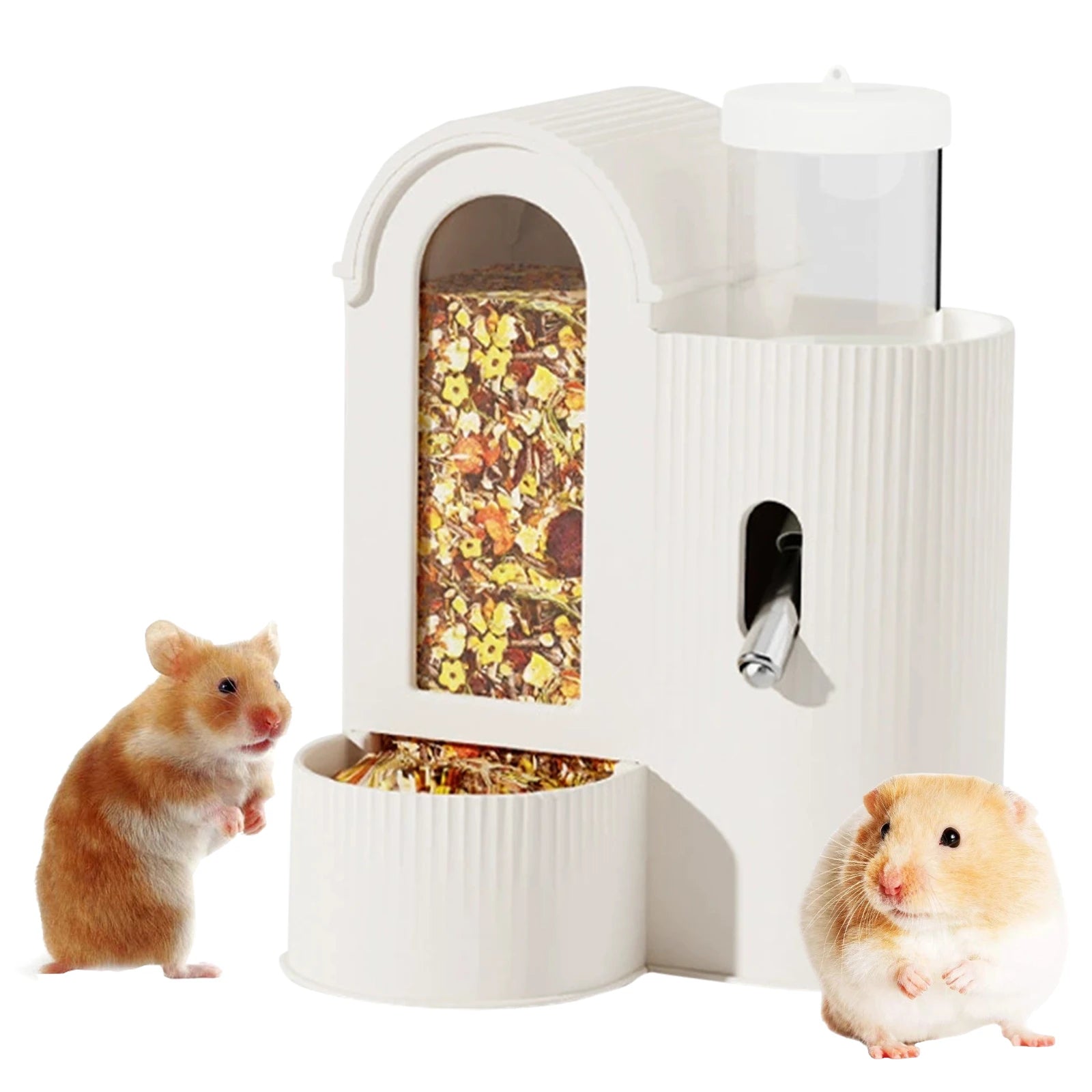 2-in-1 Automatic Food Bowl Leak-Resistant Hamster Feeder And Waterer. Automatic Food Dispenser