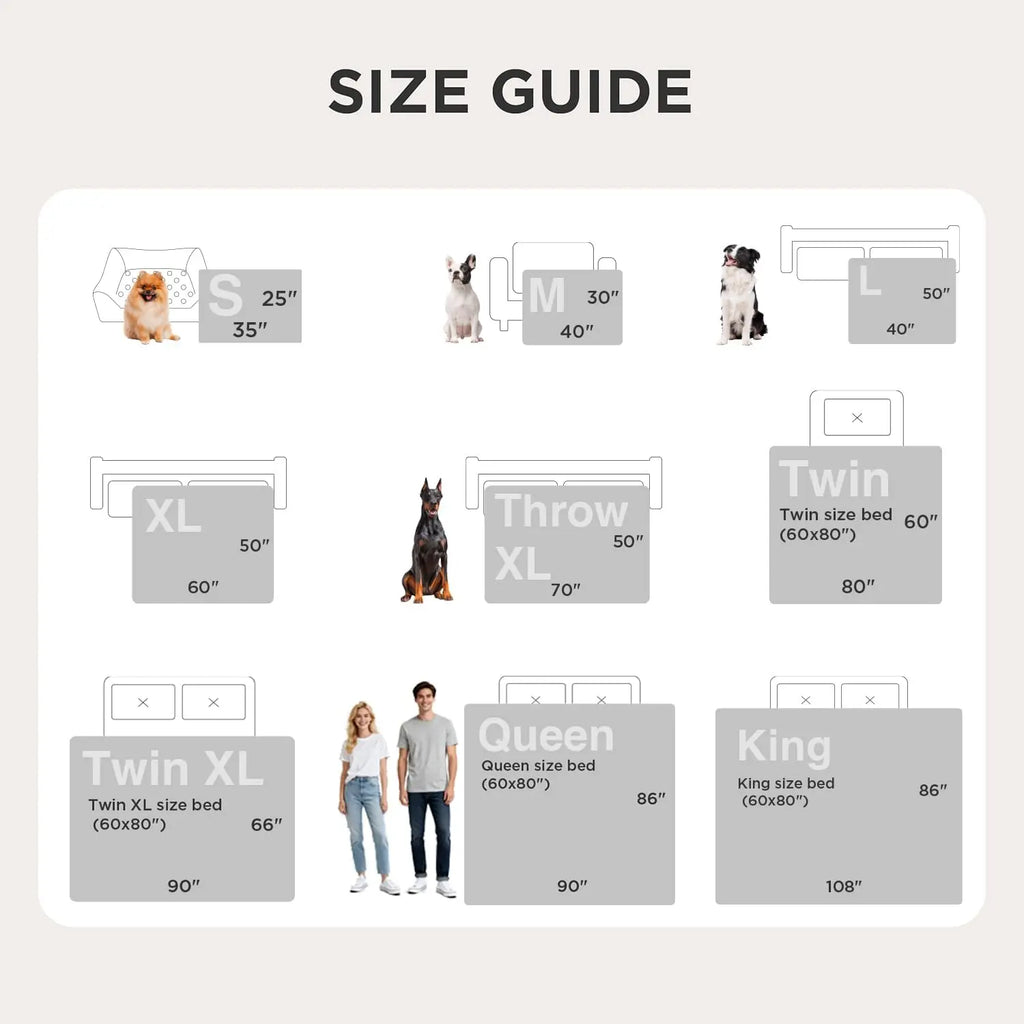 Waterproof Sherpa Fleece Pet Blanket for Large Dogs. Reversible Furniture Protector. Queen Size Grey