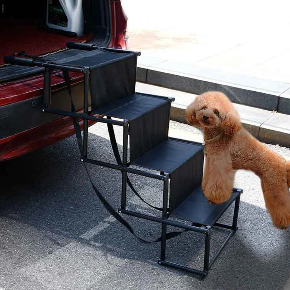 Dog Stairs for Cars with Non-Slip Surface. 4-Step Folding Dog Stairs