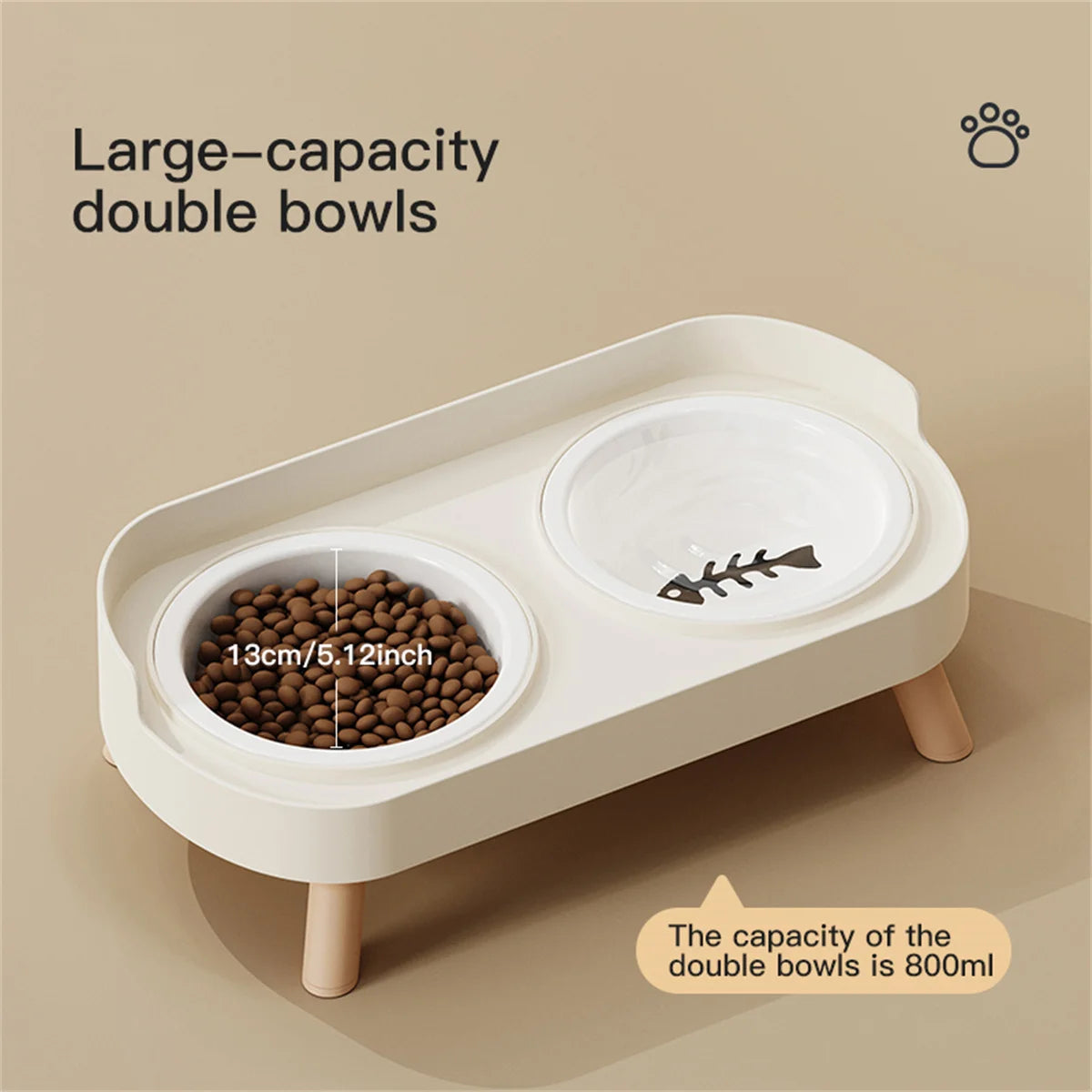 Cat double bowl feeder, with adjustable height