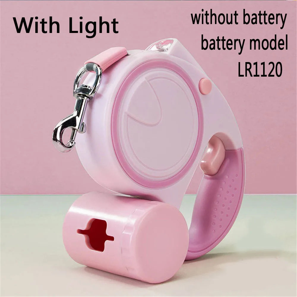Dog Leash With Led Lights and Garbage Bag Holder