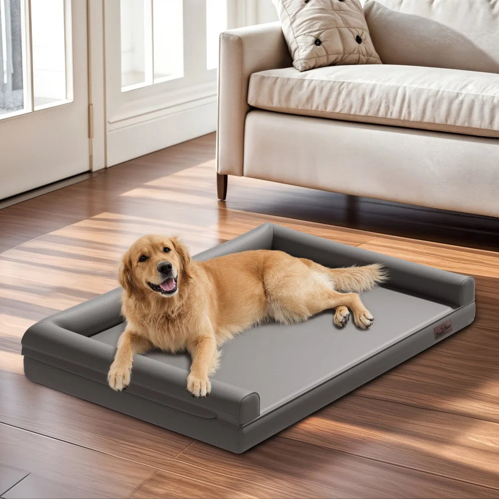 M-XXL Orthopedic Bed Bolster Microfiber Leather, Waterproof with Removable Cover for Easy Clean