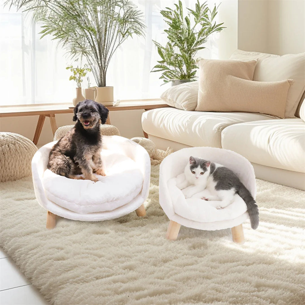 Luxury Cat Bed. Soft Warm Plush Fabric. Pet Nesting Chair with Cushion Pad that's Washable. Waterproof for Small Pets