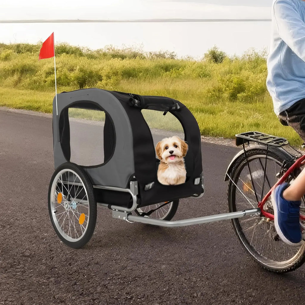 Folding Dog Bike Trailer with Universal Bicycle Coupler
