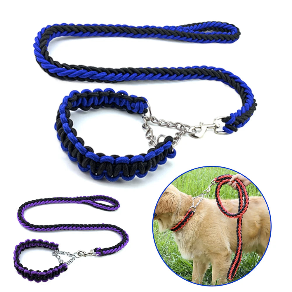 Nylon Braided Dog Collar And Leash Set For Small, Medium and Large Dog
