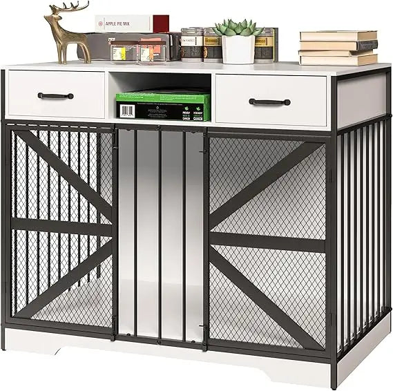Dog Crate Furniture for Large Dogs with 2 Drawers, 44" Metal