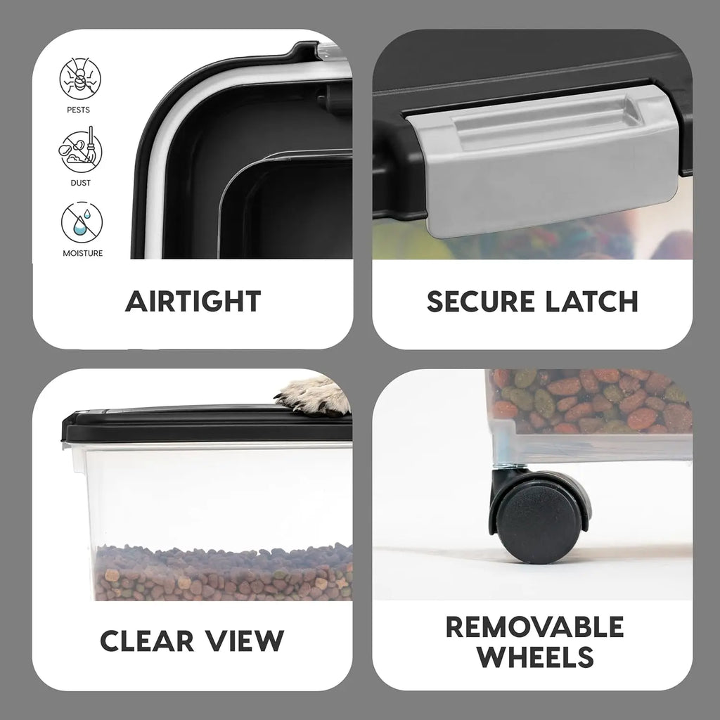 Airtight Pet Food Container. Available in different sizes, and is on Wheels