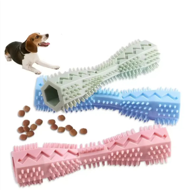 Dog Teething Toy. Chew Stick Bite Resistant Fun. Leak Proof Food Toy. Pet Teether Cleaner Stick
