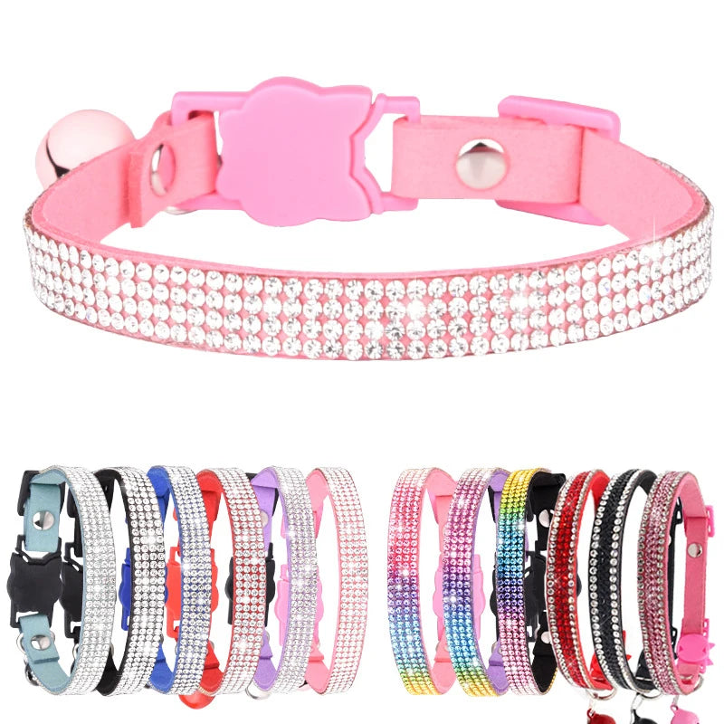 Small Cat Collar with Rhinestone and Quick Release