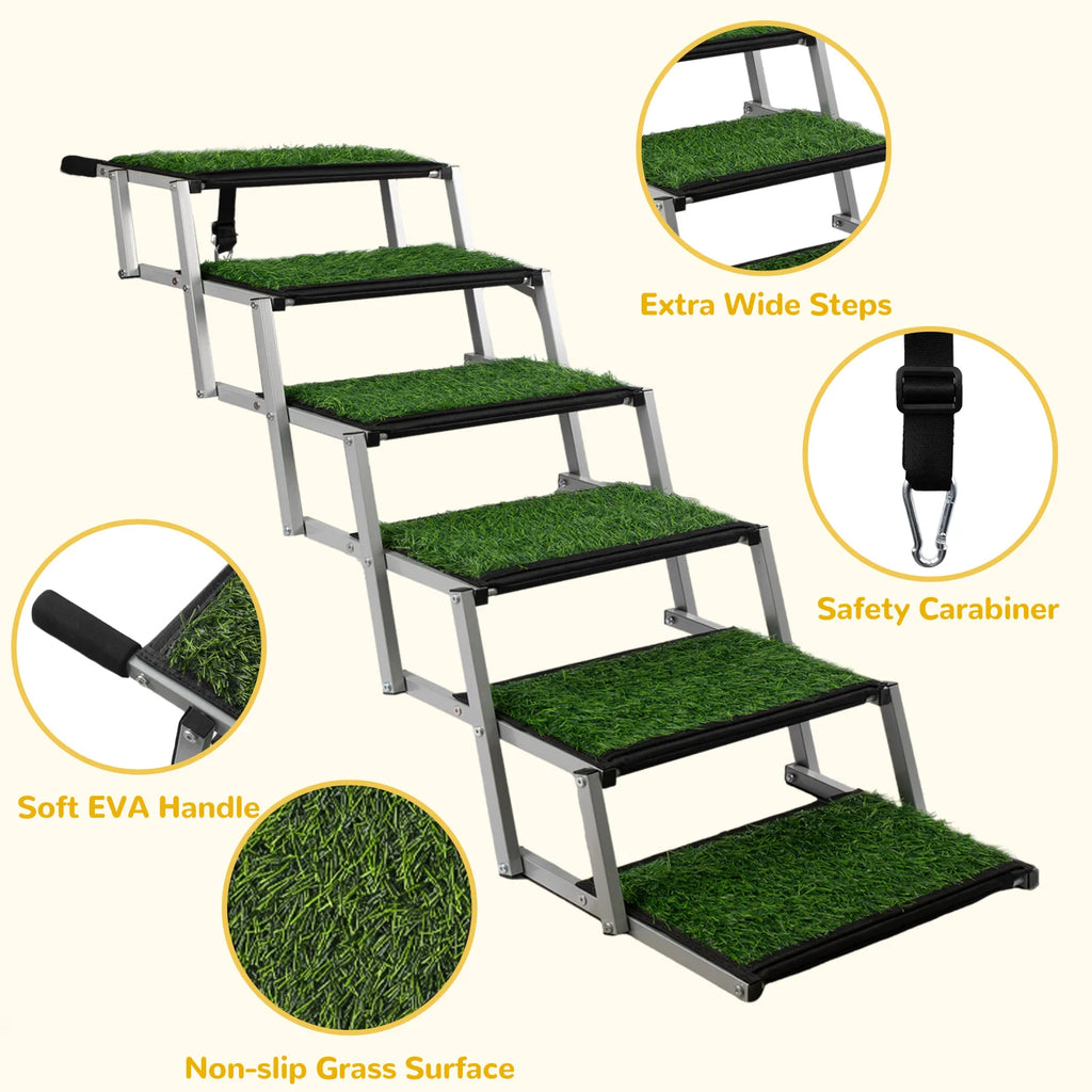 Extra Wide Dog Stairs for Large Dogs, Foldable Dog Ramp for Car with Non-Slip Surface