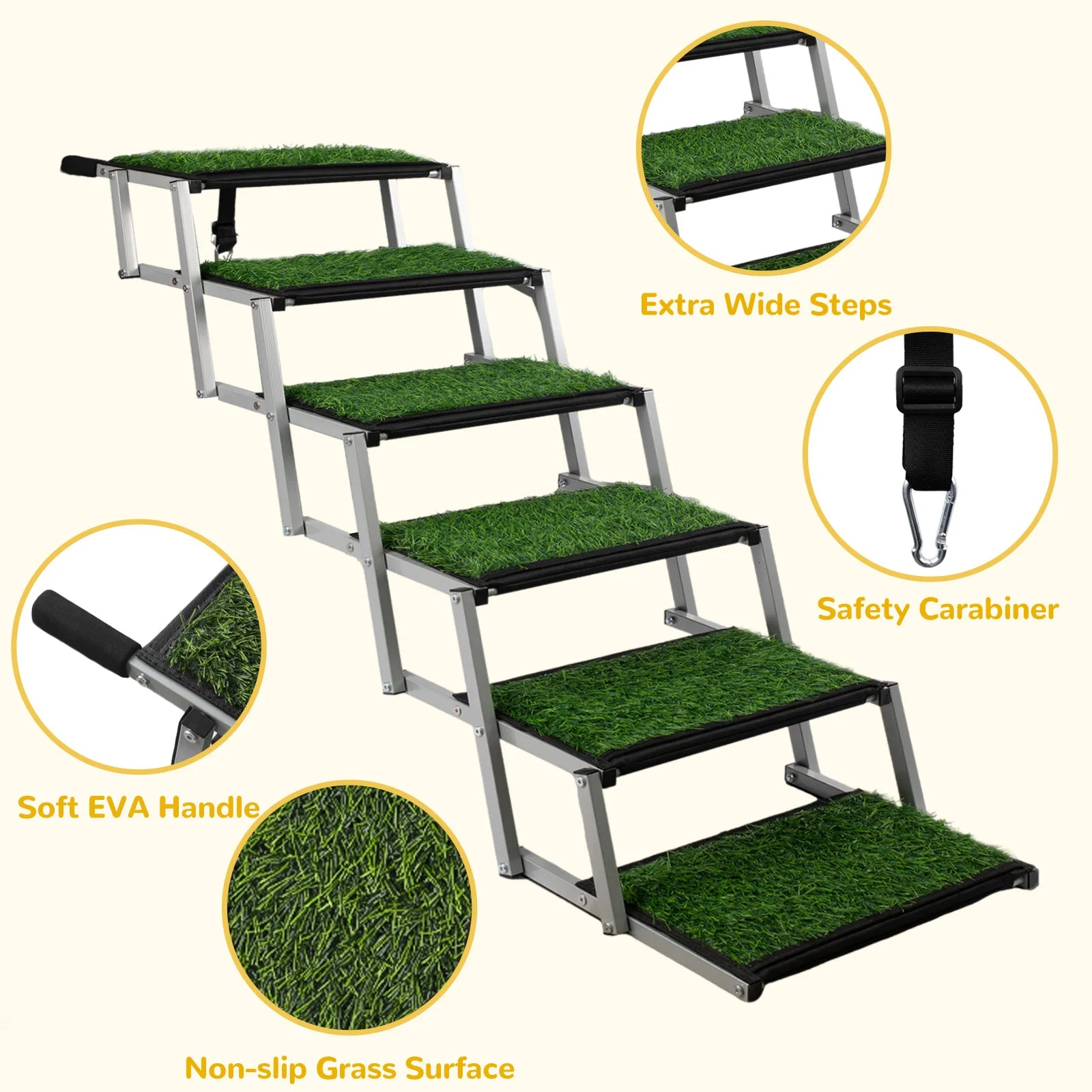 Extra Wide Dog Stairs for Large Dogs, Foldable Dog Ramp for Car with Non-Slip Surface