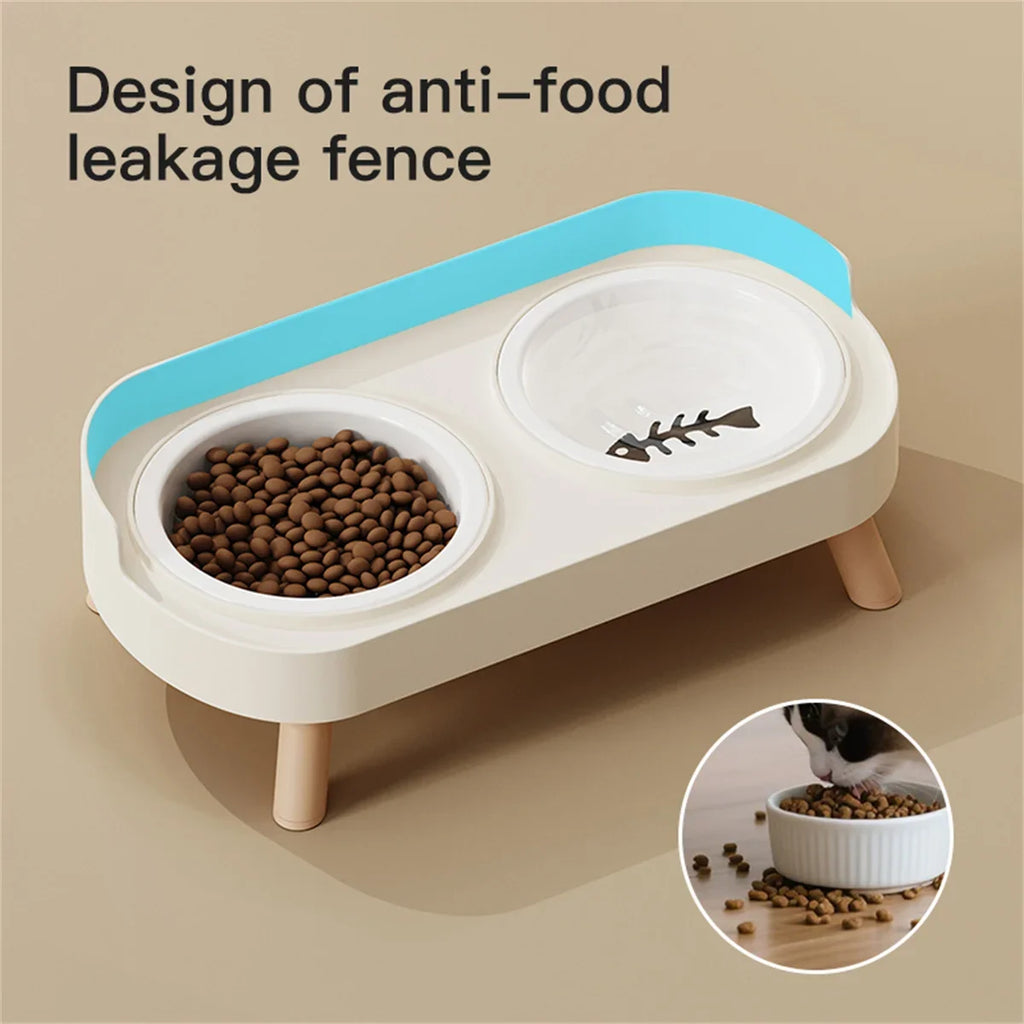 Cat double bowl feeder, with adjustable height