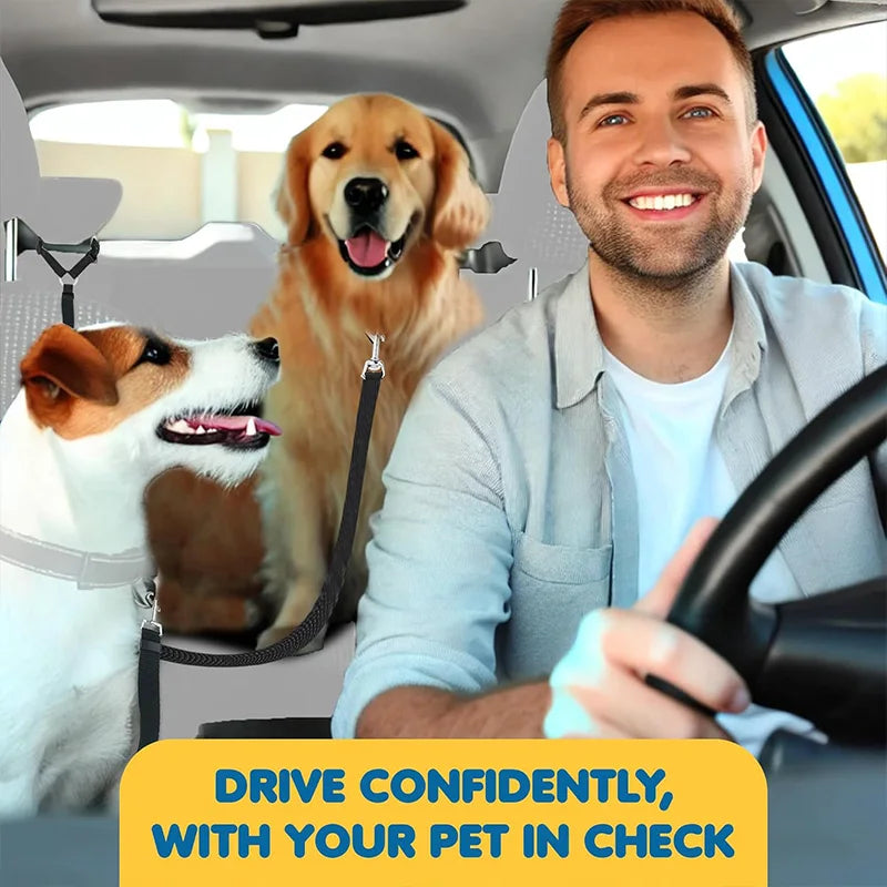 Adjustable 2-in-1 Pet Car Seat Belt for Dogs and Cats Safety