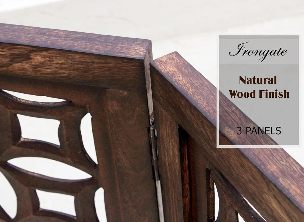 Foldable Wooden Pet Gate - 3 Panels, 20"Wx24"H, Solid Wood & MDF, Antique Brown, Fully Assembled for Indoor Use