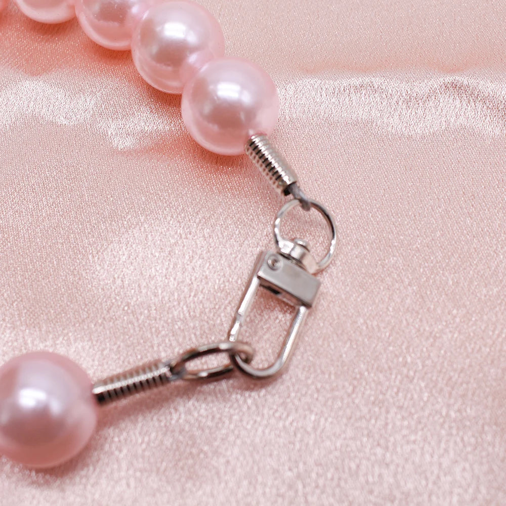 0.7" Imitation Pearl Big Dog Collar Lightweight Necklace for Large Dogs Stainless Steel Wire Rope Girl Pet Wedding Accessories