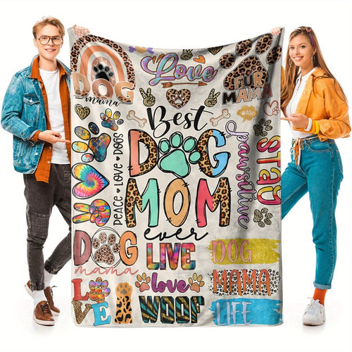 "Best Dog Mom Ever" Soft Fleece Blanket - Perfect Gift for Dog Lovers