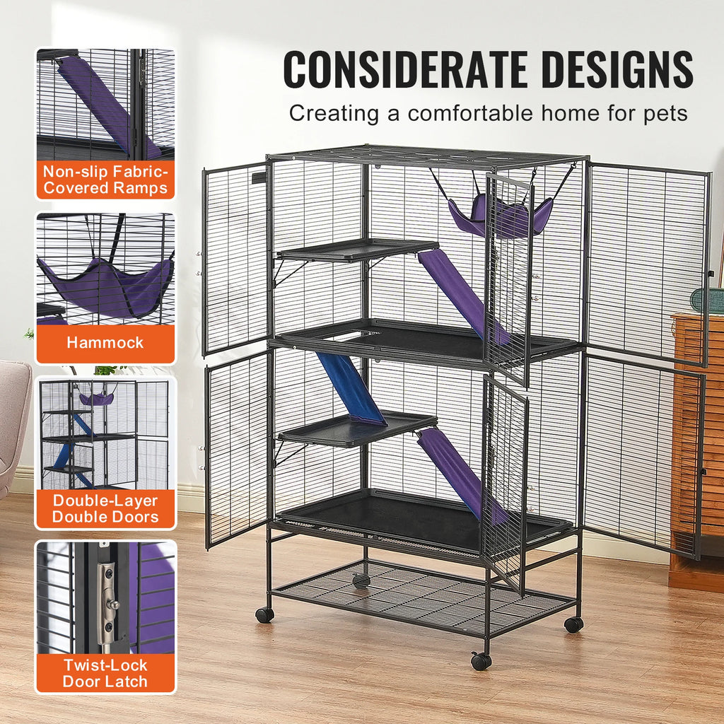 64.6"Rolling Metal Ferret  for Pet Rat, Ferret, Rabbit, Hamster, Guinea Pig and Chinchilla