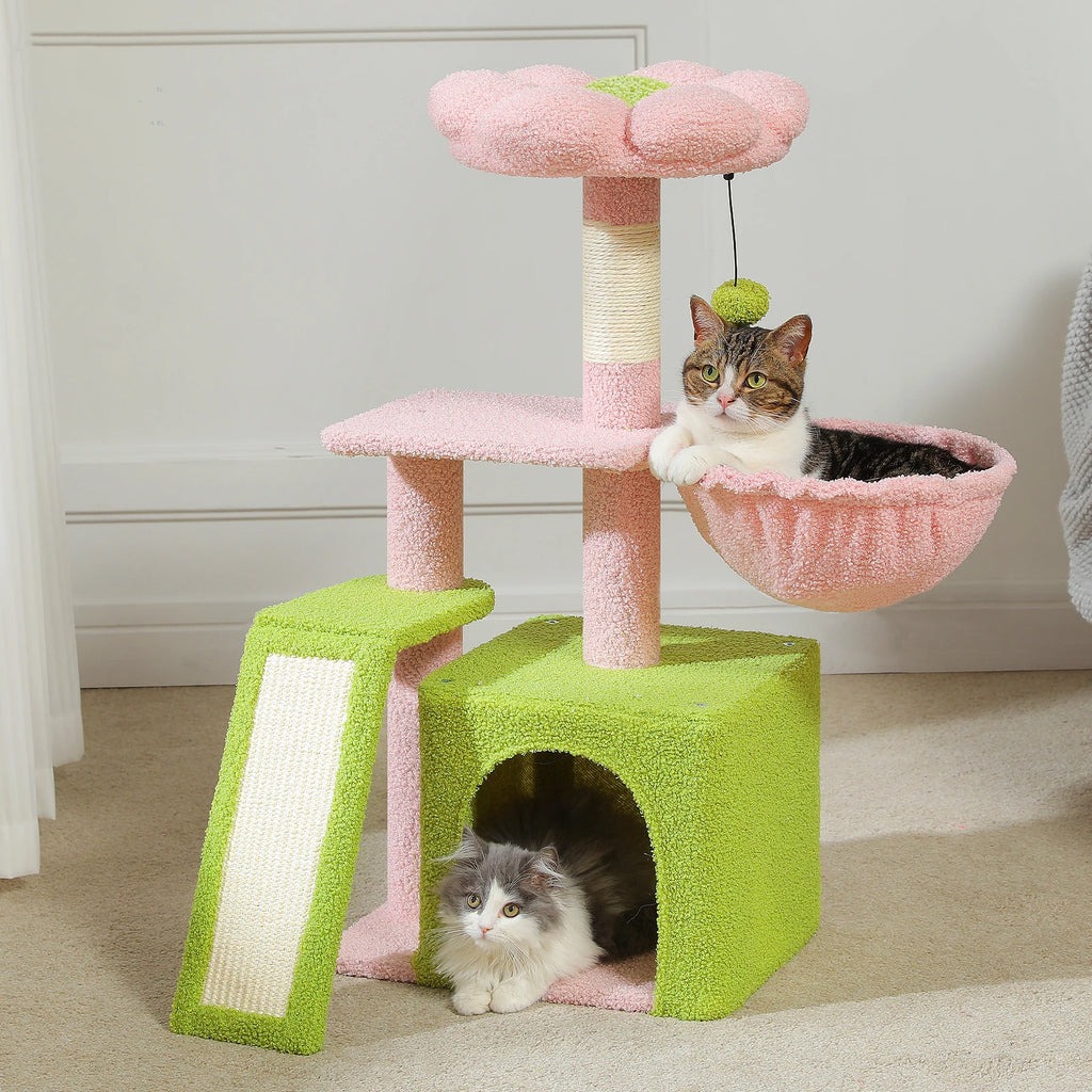 Small Cat Tree Tower with Natural Sisal Scratching Post, Spacious Top Perch, Private Cat Condo. Perfect for Indoor Cats