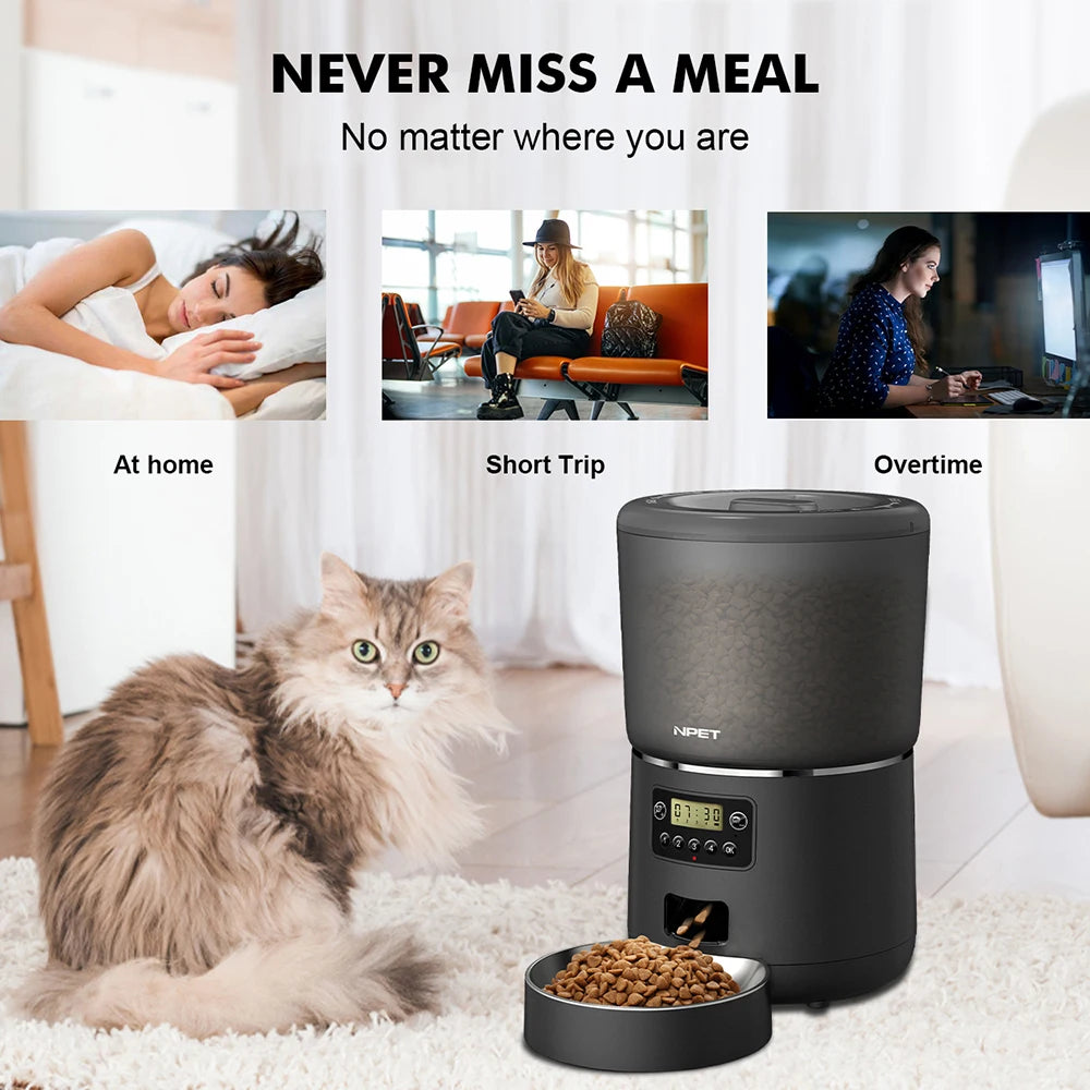 4L Automatic smart pet feeder for cats, dogs and multiple pets with stainless steel bowl