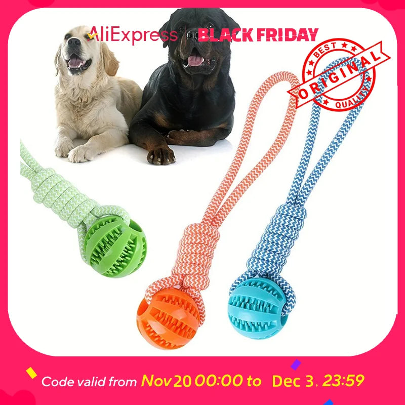 Interactive Dog Toy. Tug Rope, Treat Dispenser Ball