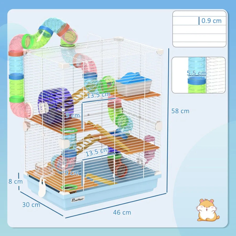5 Tier Hamster Cage with Tubes and Tunnels