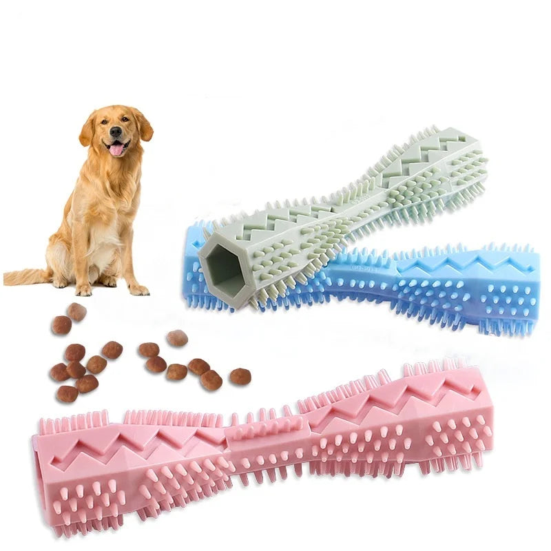 Dog Teething Toy. Chew Stick Bite Resistant Fun. Leak Proof Food Toy. Pet Teether Cleaner Stick